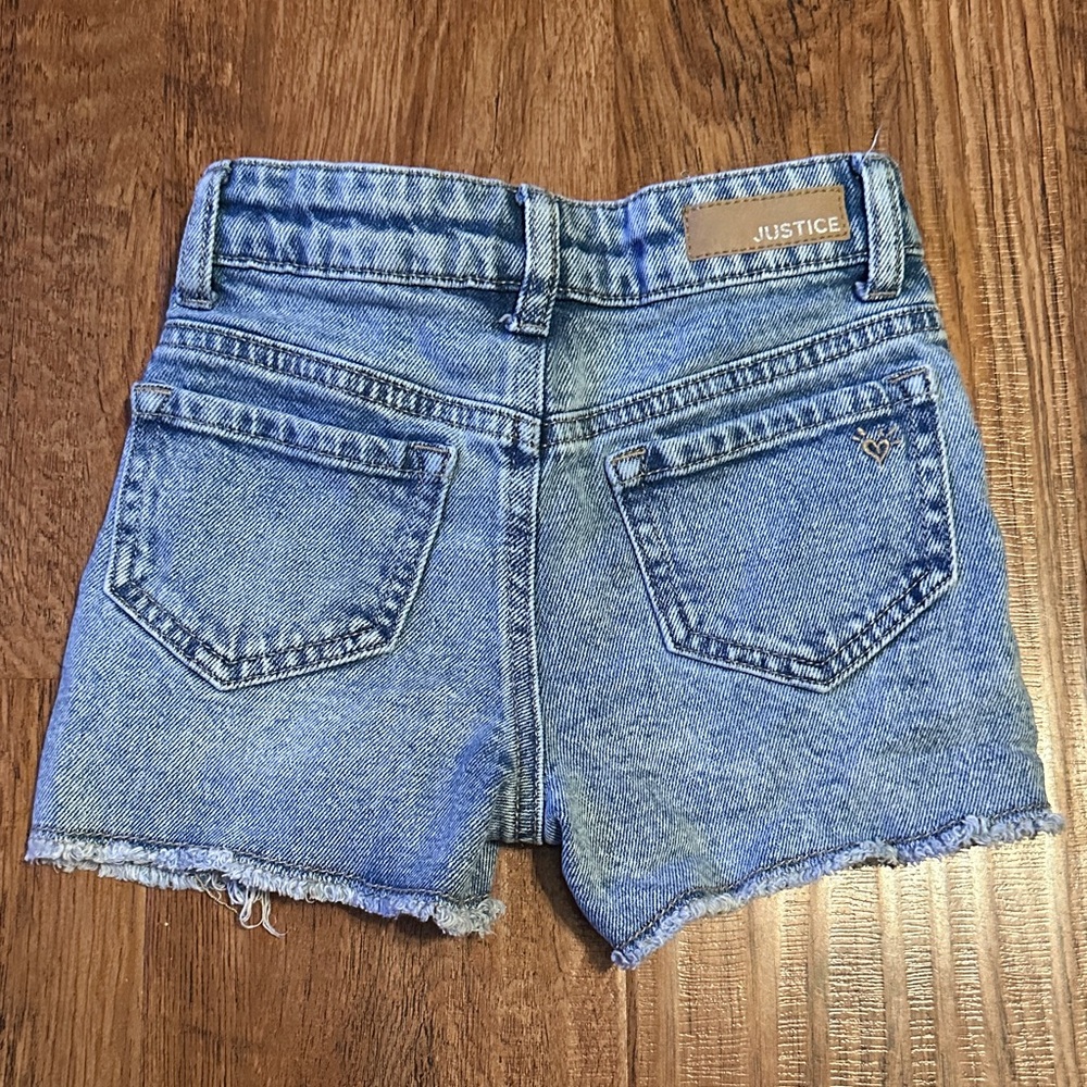 Justice Light Blue Ripped Jean Shorts - Picture 2 of 2